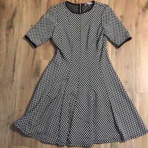 Black/white dotted Danny and Nicole a-line pleated dress